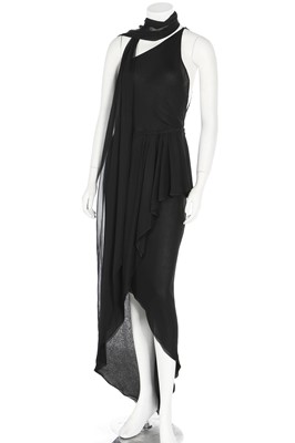 Lot 154 - A Halston black chiffon evening gown, 1981