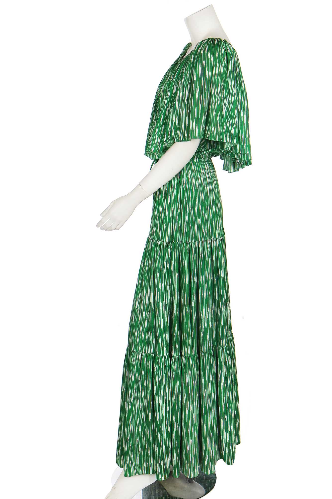 Lot 173 - A Christian Dior green and white printed jersey maxi-dress, circa 1976