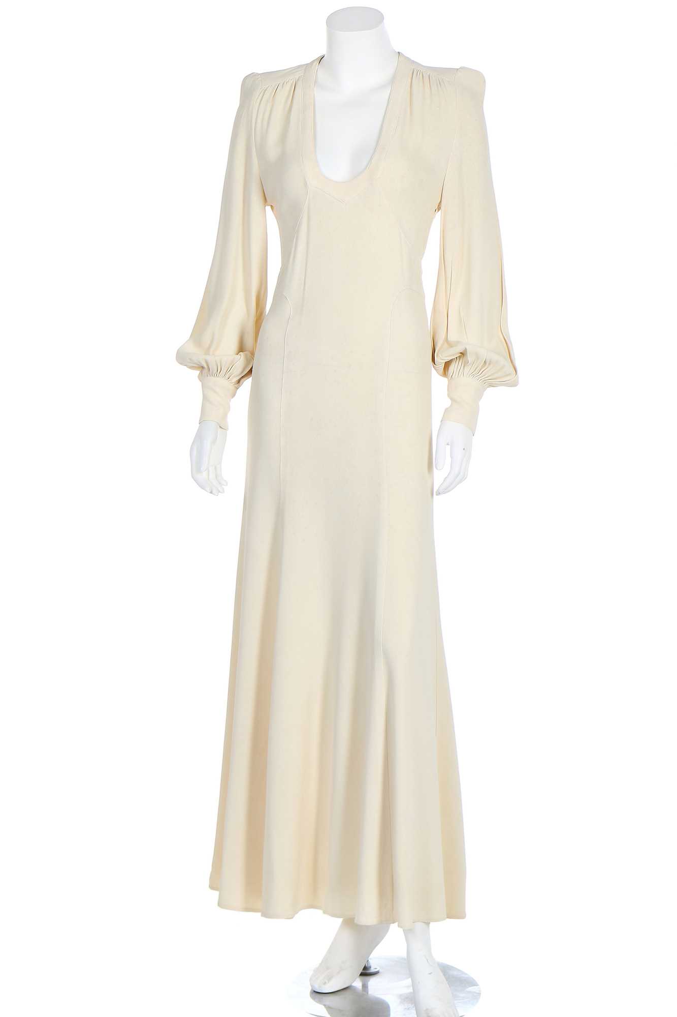 Lot 164 - An Ossie Clark ivory moss crêpe dress, 1970s