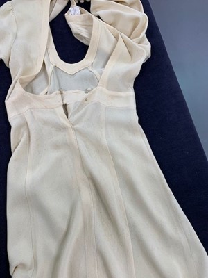 Lot 164 - An Ossie Clark ivory moss crêpe dress, 1970s