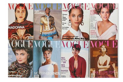 Lot 384 - A large group of British Vogue magazines, complete runs, 1980 to 1984, 1986 to 1989