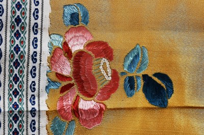 Lot 308 - A good embroidered yellow satin skirt, Chinese, circa 1900