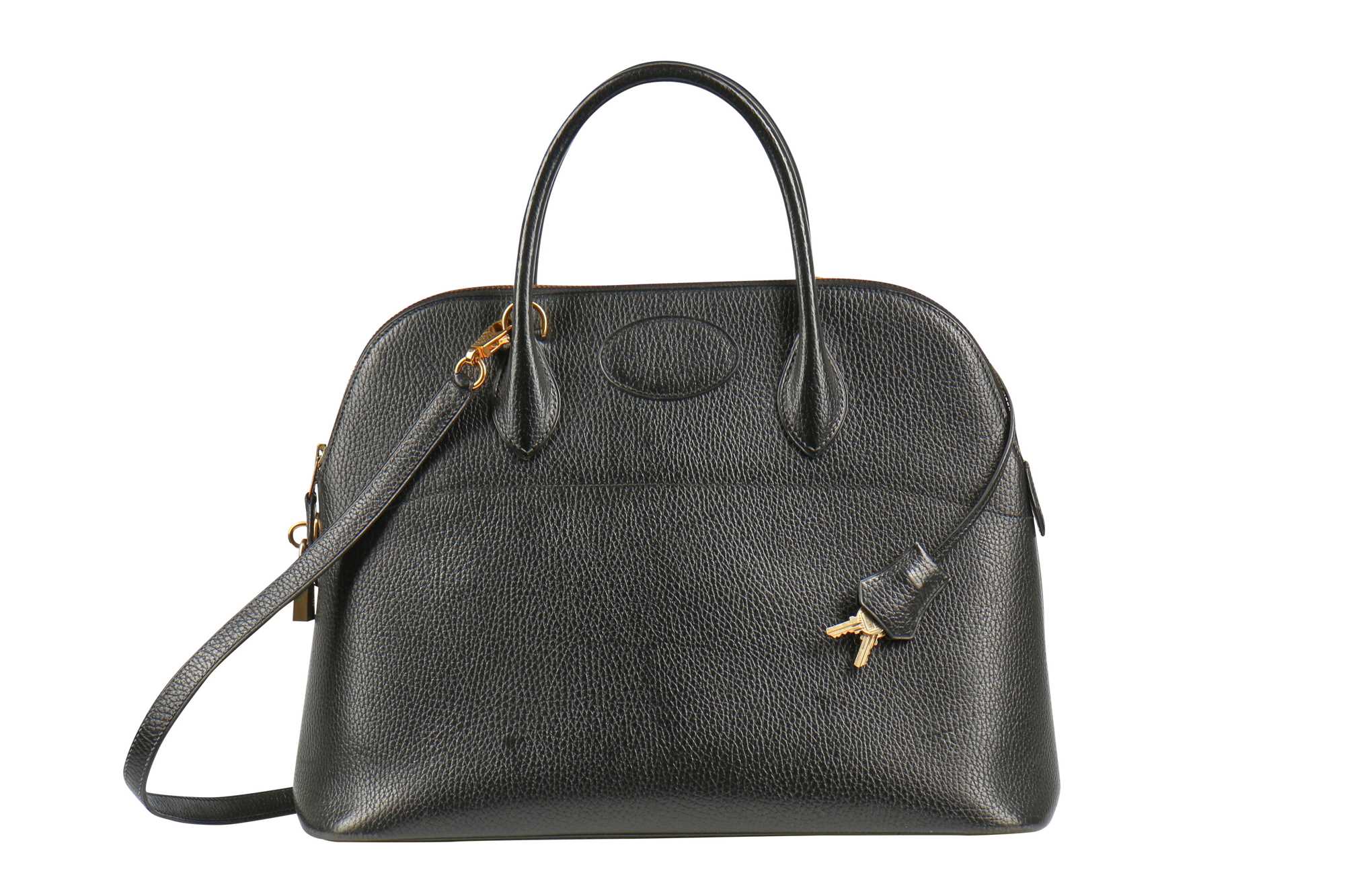 Lot 3 - An Hermès black epsom leather Bolide bag, 1993