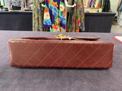 Lot 2 - A Chanel bordeaux-red quilted lambskin leather flap bag, 1980s