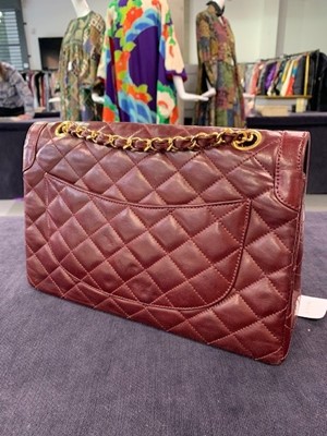Lot 2 - A Chanel bordeaux-red quilted lambskin leather flap bag, 1980s