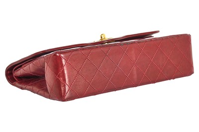 Lot 2 - A Chanel bordeaux-red quilted lambskin leather flap bag, 1980s