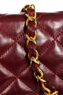 Lot 2 - A Chanel bordeaux-red quilted lambskin leather flap bag, 1980s