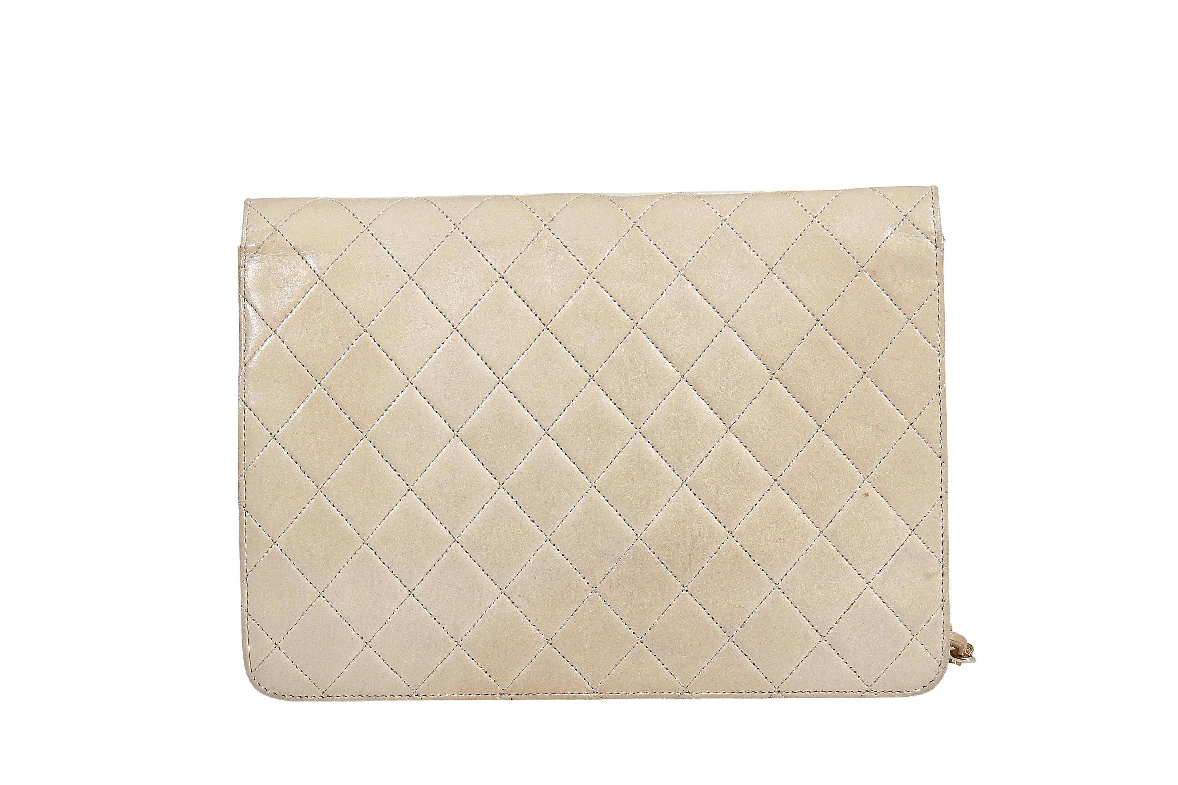 Lot 11 - A Chanel sand-coloured quilted lambskin
