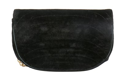 Lot 10 - A Chanel quilted black velvet evening bag