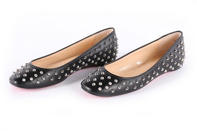 Lot 328 - A pair of Christian Louboutin studded ballet...