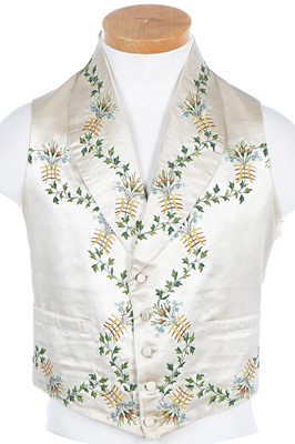 Lot 244 - Three embroidered gentlemen's waistcoats, 1830-40