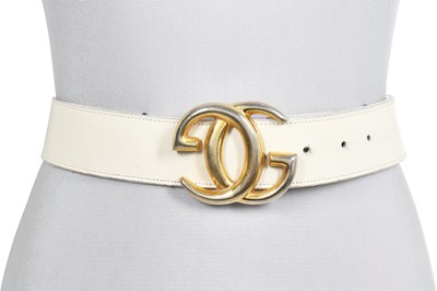 Lot 39 - Four Gucci leather belts with gilt double 'G' buckles, 1970s-80s