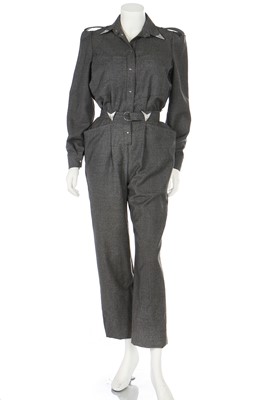 Lot 160 - A Thierry Mugler grey flannel jumpsuit, late 1970s