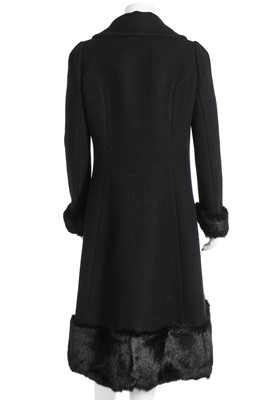 Lot 182 - A Biba fur-trimmed black wool coat, circa 1969