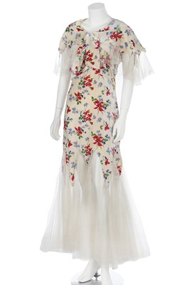 Lot 216 - A floral printed garden party gown, mid 1930s