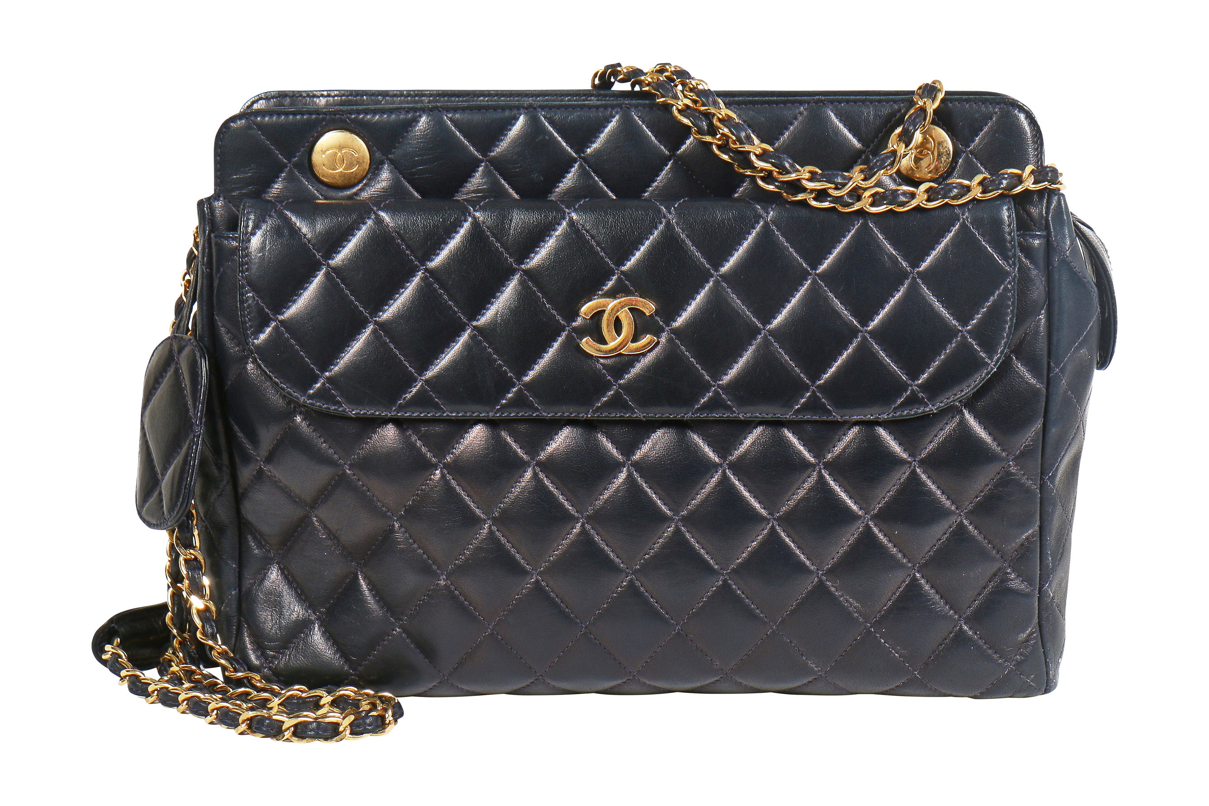 Lot - Chanel Vintage Black Quilted Shoulder Bag 1990s