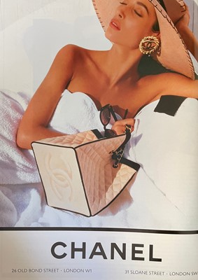 Lot 1 - A Chanel quilted canvas and navy lambskin leather bag, Spring-Summer 1991 ready-to-wear