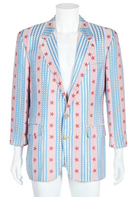 Lot 97 - A good men's Moschino 'stars and stripes' brocaded jacket, circa 1990