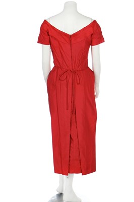 Lot 190 - A Ceil Chapman red satin cocktail dress, circa 1960