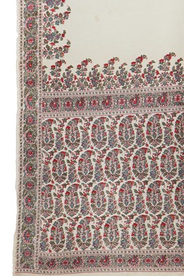 Lot 268 - An ivory wool long shawl, Paisley, 1835-40