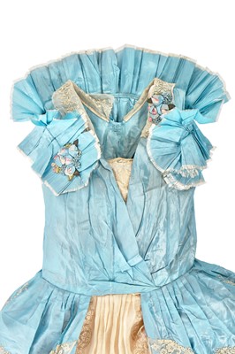 Lot 220 - A rare Boué Soeurs sky-blue silk-taffeta Robe de Style, model 'Pastel', Spring-Summer 1928