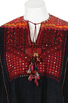 Lot 290 - Three embroidered cotton robes, Palestinian, 20th century