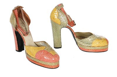Lot 169 - A pair of Terry de Havilland snakeskin shoes, 1970s