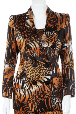 Lot 153 - An Yves Saint Laurent tiger and leopard-printed viscose three-piece ensemble, late 1980s-early 1990s