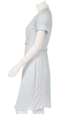 Lot 123 - A Thierry Mugler ice-blue pleated polyester dress, probably Spring-Summer 1994