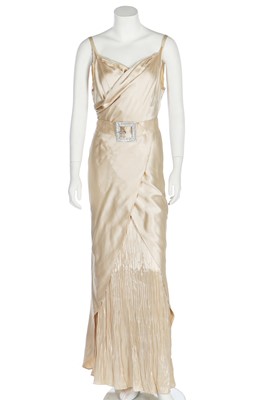 Lot 68 - A Mainbocher couture ivory satin court presentation gown, early 1930s