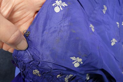 Lot 240 - A gown of aniline-dyed purple silk damask,  early 1870s