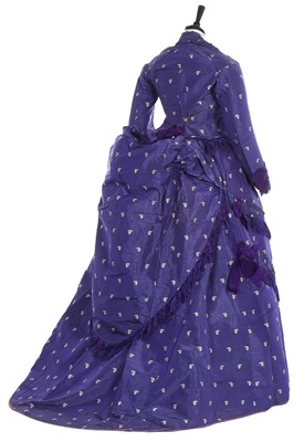 Lot 240 - A gown of aniline-dyed purple silk damask,  early 1870s