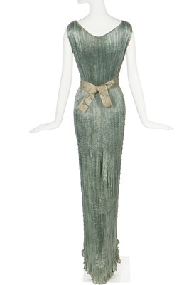Lot 55 - A good Mariano Fortuny pale sea-green pleated silk Delphos gown, 1920-30