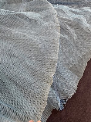 Lot 69 - A Lucien Lelong couture blue mesh crinoline dress, circa 1938