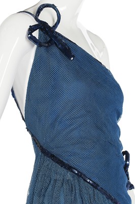 Lot 69 - A Lucien Lelong couture blue mesh crinoline dress, circa 1938