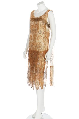 Lot 60 - A Callot Soeurs tangerine tulle flapper dress, circa 1925