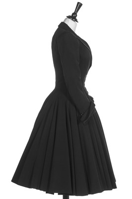 Lot 72 - A black wool coat dress, Dior, made under licence, American, circa 1947
