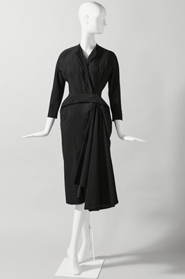 Lot 75 - A Balenciaga couture black wool dinner dress, Autumn-Winter 1950