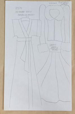 Lot 115 - A group of rare original Barbara Hulanicki sketches and patterns for Biba garments, 1970s