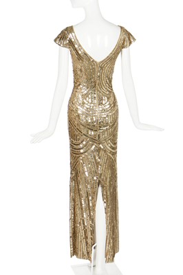 Lot 228 - A fine Alexander McQueen gold embroidered and sequined evening dress, 'In Memory of Elizabeth Howe, Salem 1692' or 'Witches of Salem' collection, Autumn-Winter 2007