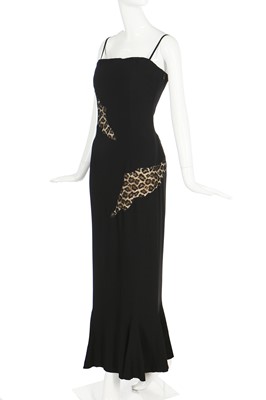 Lot 177 - A Givenchy by Alexander McQueen black crêpe and leopard lace evening gown, Autumn-Winter 1997 collection