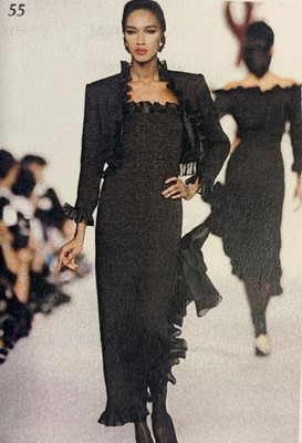 Lot 146 - An Yves Saint Laurent black silk cloqué evening gown, Autumn-Winter 1987-88