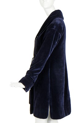 Lot 200 - A Romeo Gigli midnight-blue velvet coat, Autumn-Winter 1994-95