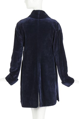 Lot 200 - A Romeo Gigli midnight-blue velvet coat, Autumn-Winter 1994-95