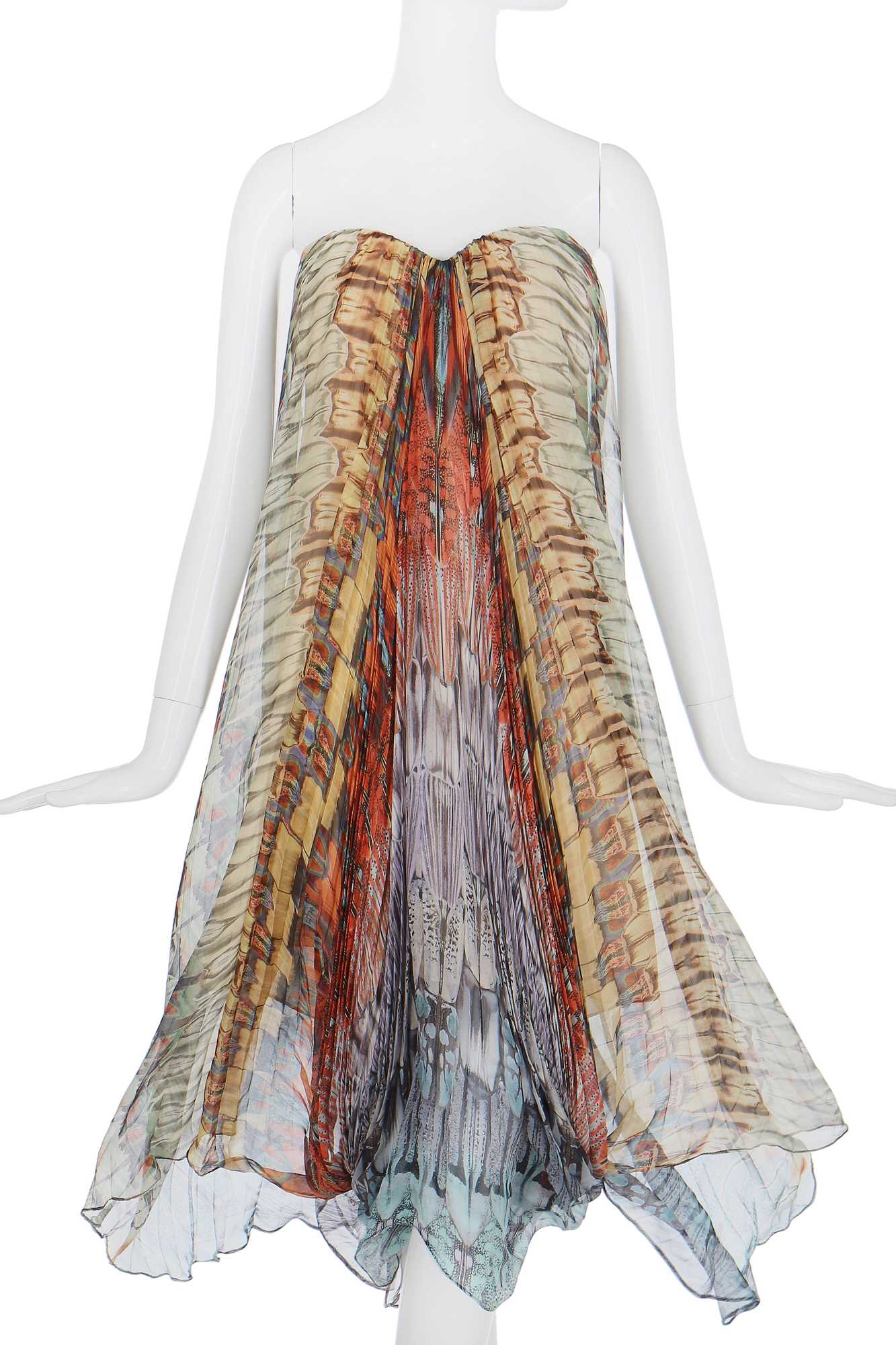Lot 229 - An Alexander McQueen feather-print chiffon cocktail dress, 'La Dame Bleue', Spring-Summer 2008