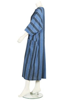 Lot 181 - An Issey Miyake striped cotton dress in shades of blue, 1980s