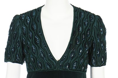 Lot 97 - A Diorling forest-green velvet evening gown, late 1960s