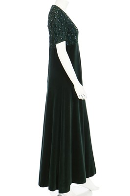 Lot 97 - A Diorling forest-green velvet evening gown, late 1960s