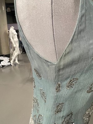 Lot 63 - A flapper dress of pale sea-blue crêpe chiffon, circa 1929