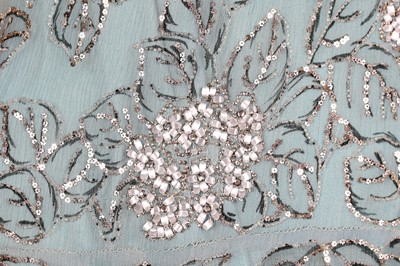 Lot 63 - A flapper dress of pale sea-blue crêpe chiffon, circa 1929